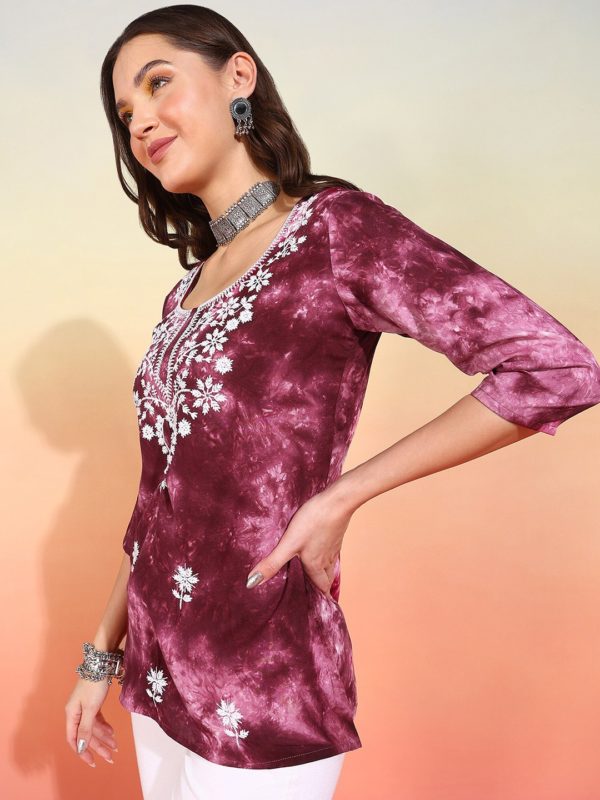 Trending Tie Dye Printed Short Kurti - Image 3