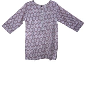 Mauve Floral Hand Block Printed Short Kurti