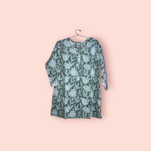 Green Floral Printed Short Kurti
