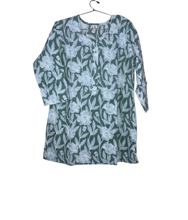 Green Floral Printed Short Kurti - Image 3