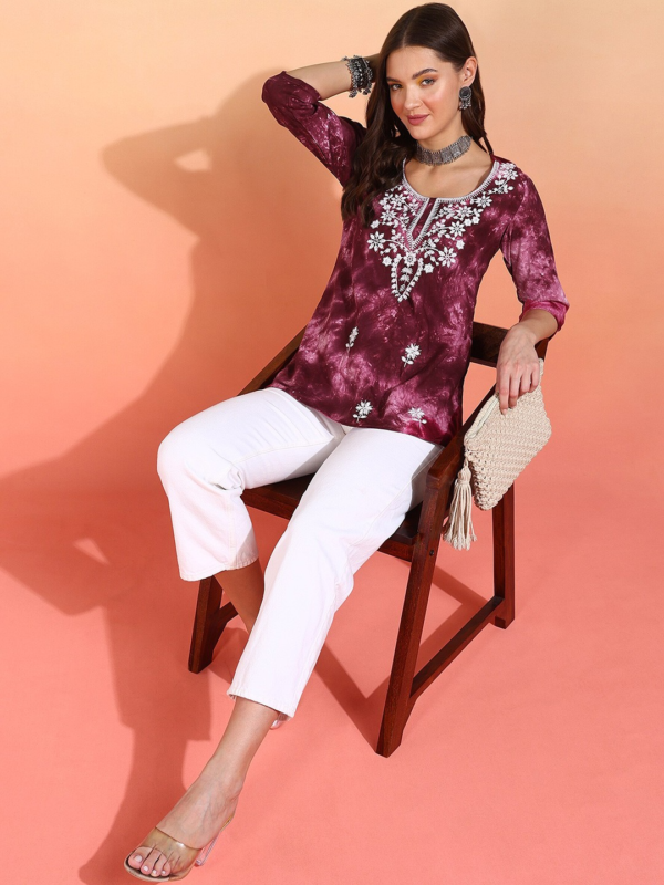 Trending Tie Dye Printed Short Kurti - Image 6